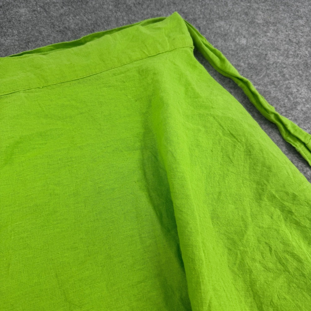Laadi Lime Green Cotton Embroidered Wrap Maxi Skirt One Size Boho Floral - Picture 2 of 8